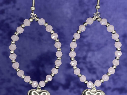 ND elegant pink beaded drop earrings