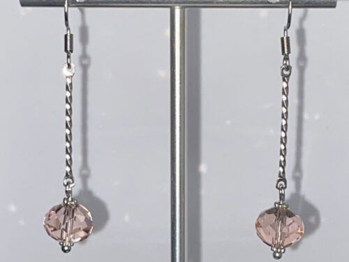 ND Pink faceted glass earrings