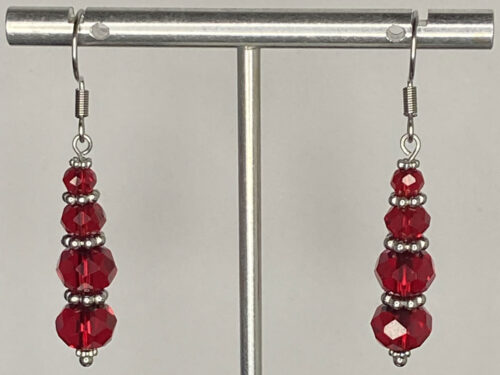 ND Red faceted glass beaded earrings