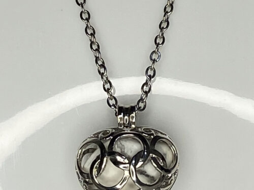 ND Rhodium plated healing heart cage pendant necklace