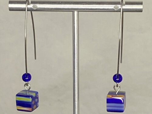 ND Upcycled resin cube drop earrings