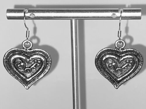 Pre-loved antiqued silver tone heart earrings