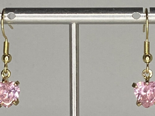 Vintage Avon gold tone earrings with pink glass hearts