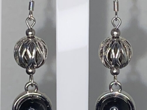 ND Black onyx and silver bead earrings