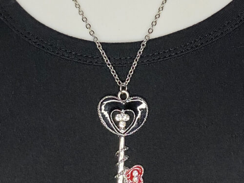 ND-Rhodium plated key & heart pendant necklace