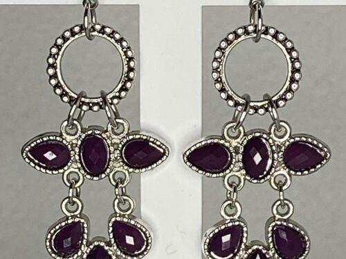 ND Rhodium plated faux faceted purple cabochon earrings