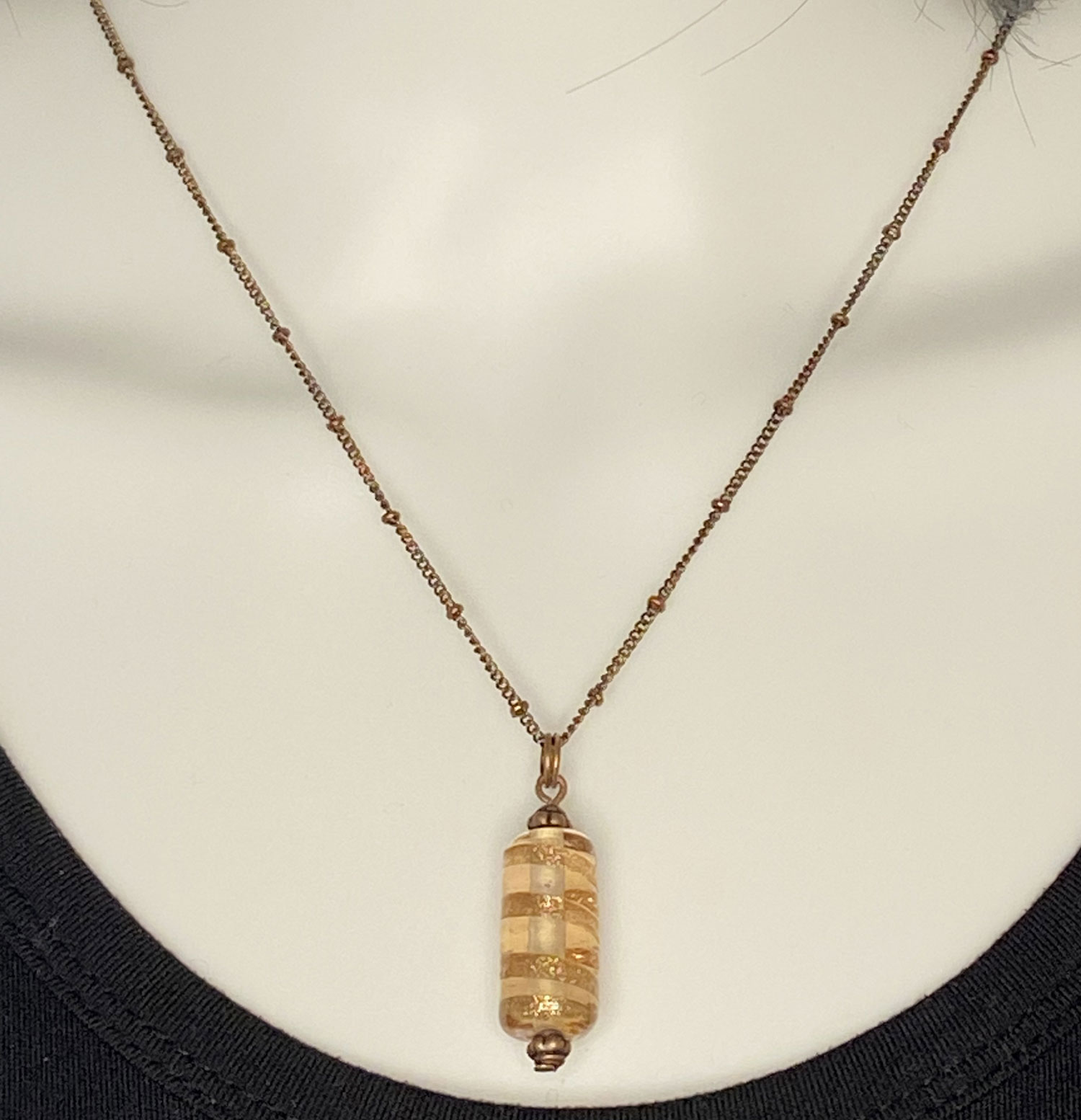 ND Upcycled antique copper chain & glass pendant