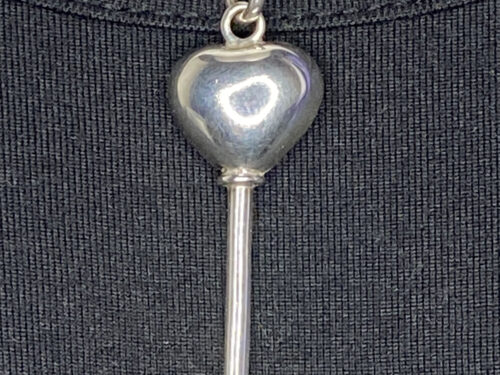 Vintage 925 heart key pendant necklace
