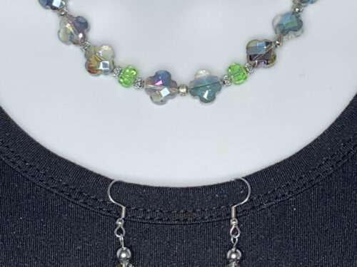 ND AB glass 4-leaf clover beaded necklace set