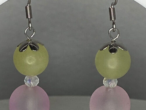 ND Frosted green jade healing earrings