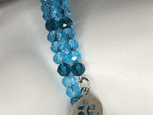 ND Memory wire blue beaded layering bracelet