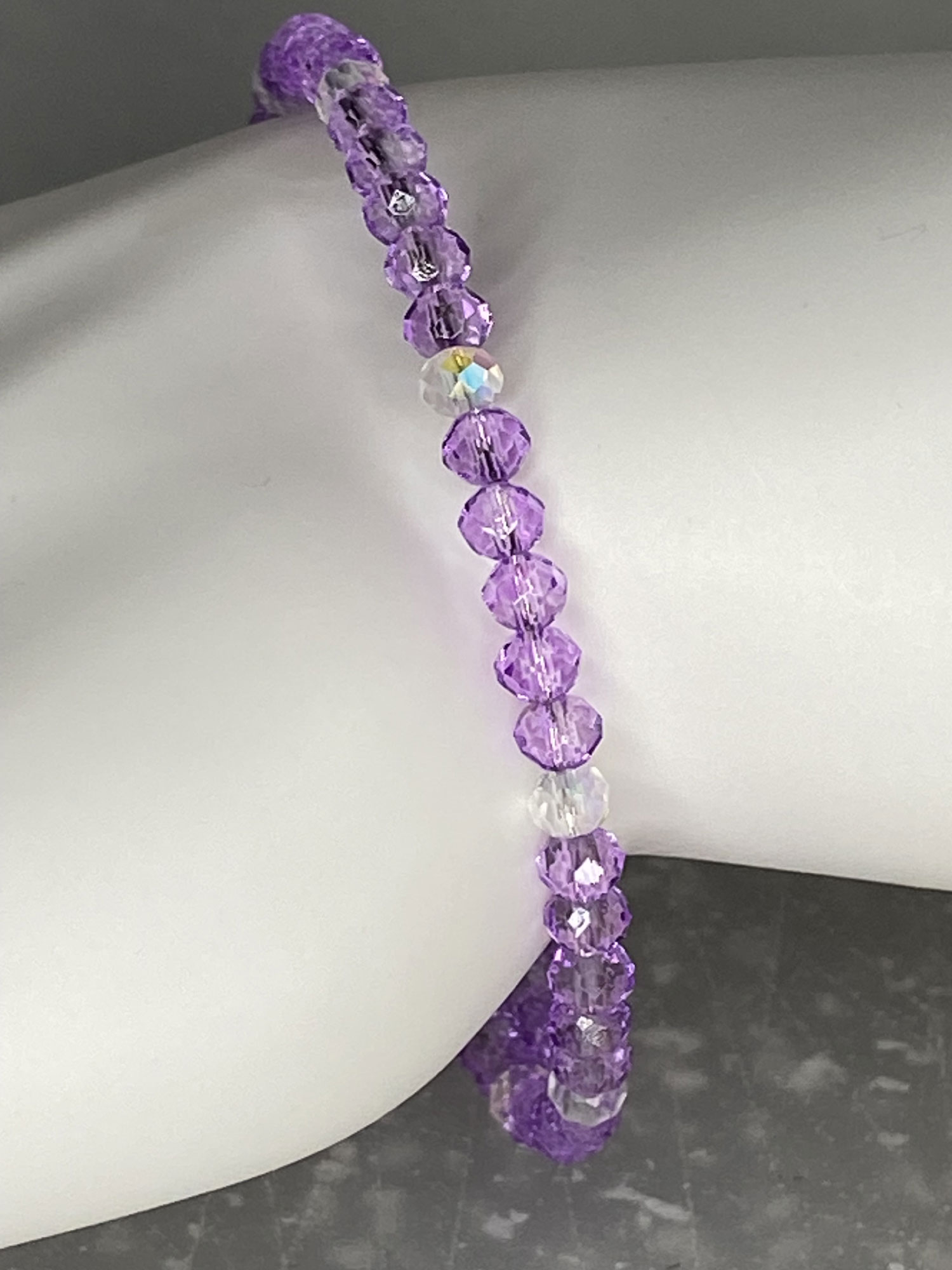 ND Memory wire Lt. purple beaded layering bracelet