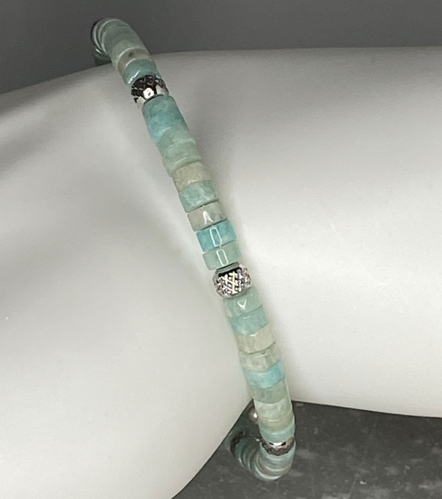 ND Memory wire amazonite beaded healing bracelet