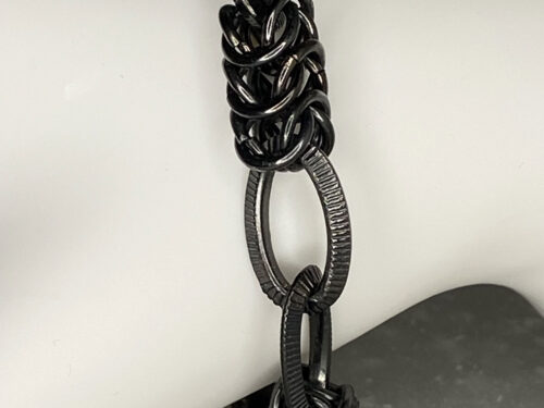 ND Upcycled gun metal chain mail bracelet