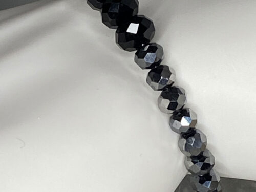 ND Upcycled memory wire silver/black beaded bracelet