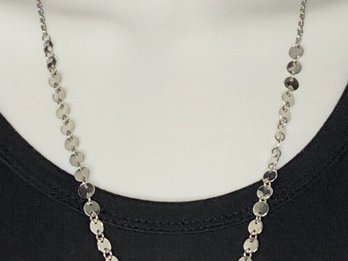 ND Upcycled silver tone disk 24" necklace