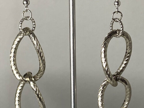 ND Upcycled large silver tone chain earrings