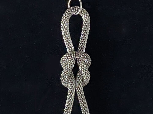 ND Upcycled silver tone mesh knot pendant necklace