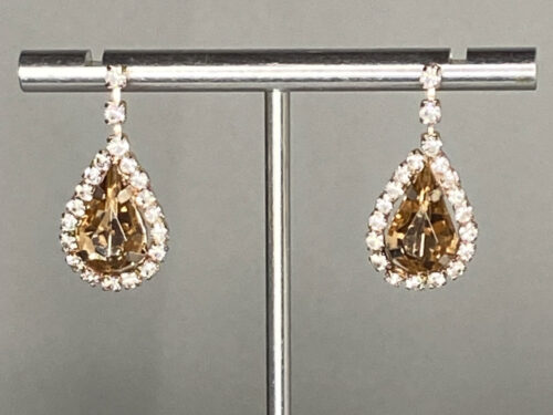 Pre-loved Champagne & rhinestone post earrings