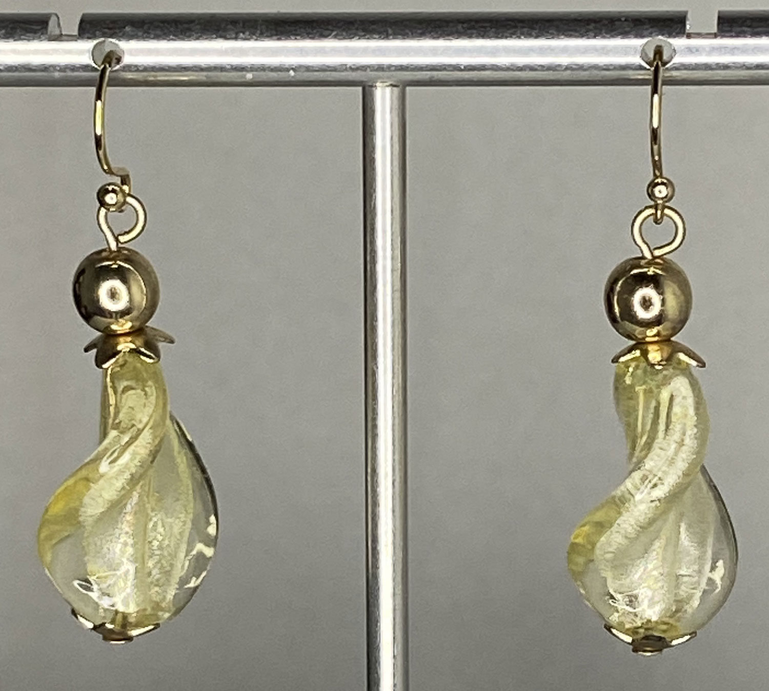 Pre-loved Gold foil artisan glass earrings