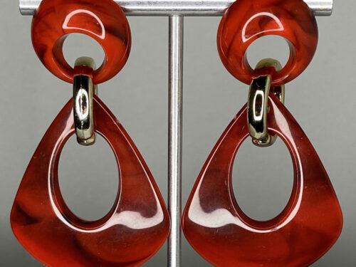 Vintage Red marbled swirl post earrings