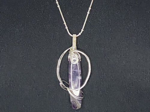 Pre-loved Wrapped healing amethyst point pendant necklace