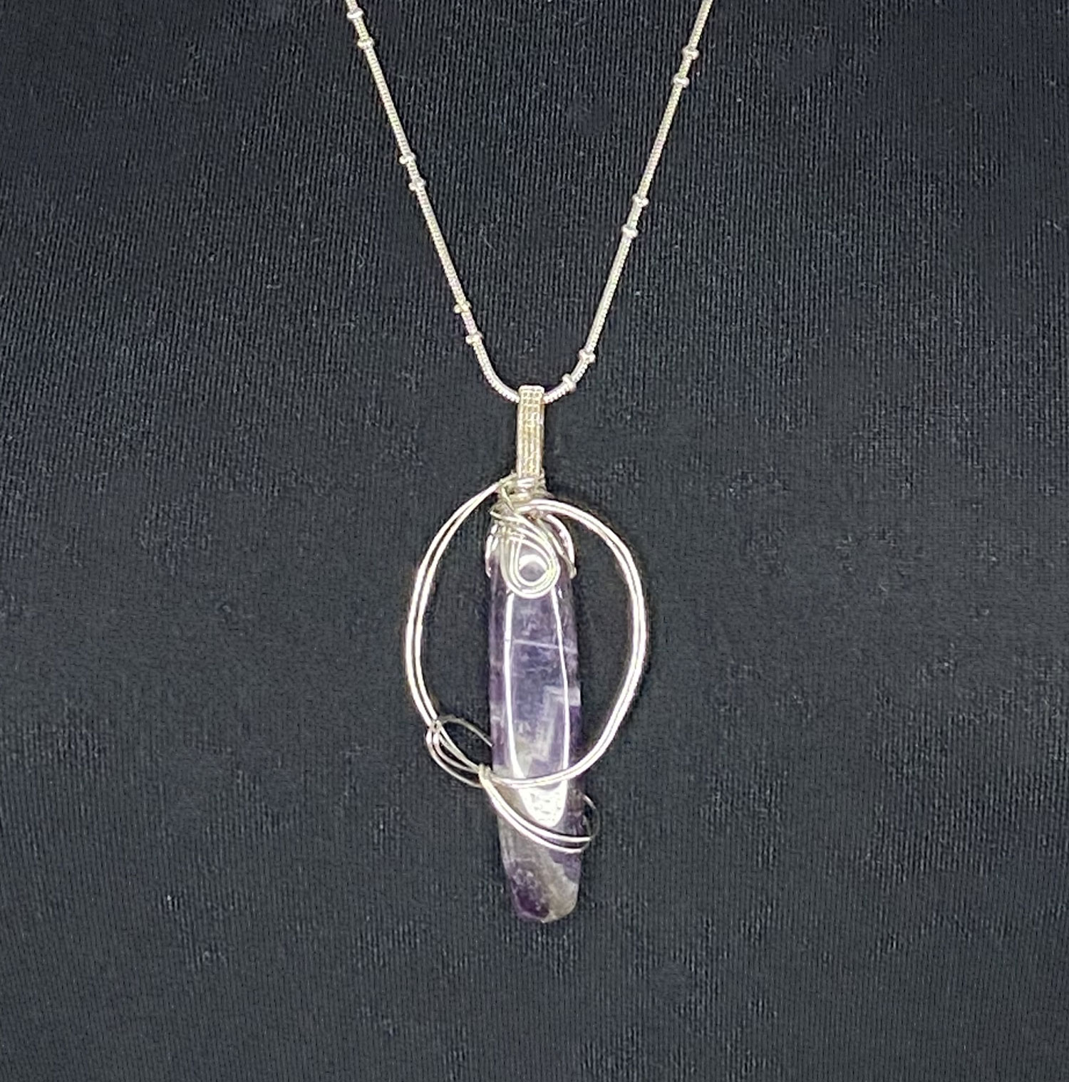Pre-loved Wrapped healing amethyst point pendant necklace