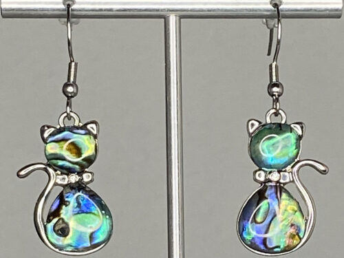 Pre-loved Rhodium plated cat earrings