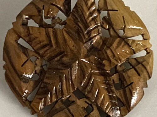 Pre-loved Intricate carved wood brooch