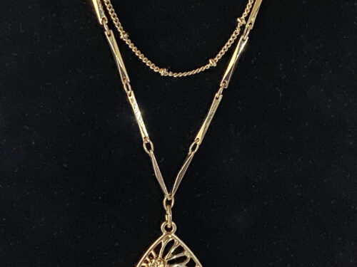 Pre-loved 3-strand rose gold pendant necklace