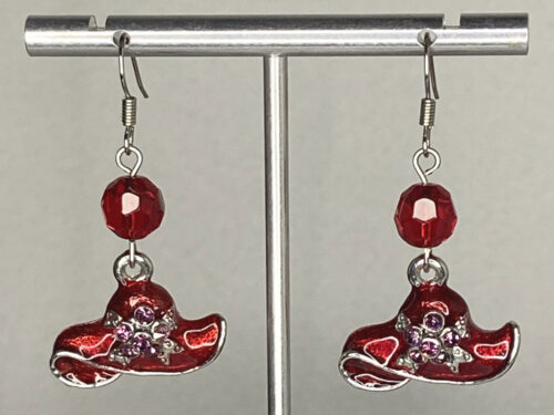 Pre-loved Red Hat drop earrings