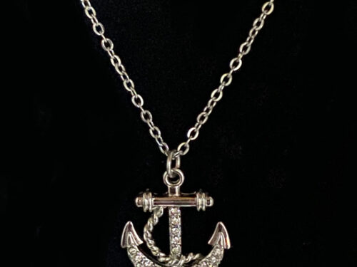 ND Rhodium plated anchor pendant necklace
