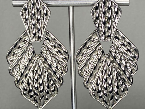 Pre-loved Large Rhodium plated rhombus-shape earrings