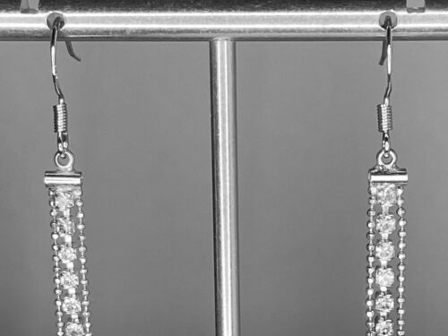 Pre-loved Silver chain & rhinestone earrings