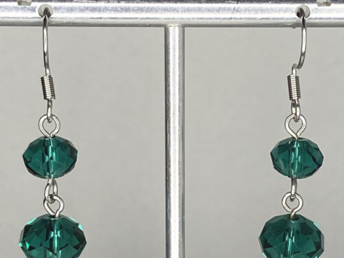 Pre-loved Emerald green glass bead earrings