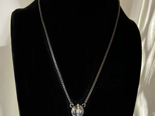 Vintage Lia Sophia Gunmetal CZ pendant necklace
