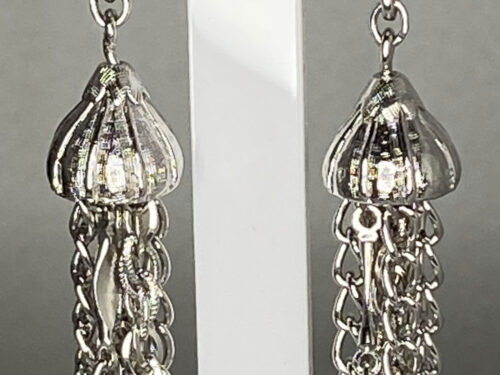 Vintage Rhodium plated clip on tassel earrings