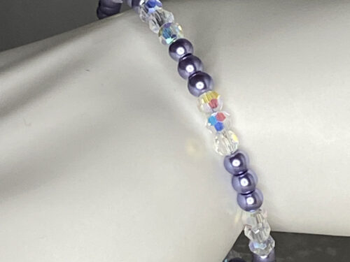 ND Memory wire blue pearl layering bracelet S/M