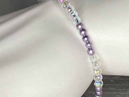 ND Memory wire lilac pearl layering bracelet M/L