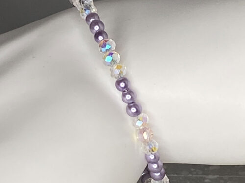 ND Memory wire lilac pearl layering bracelet S/M
