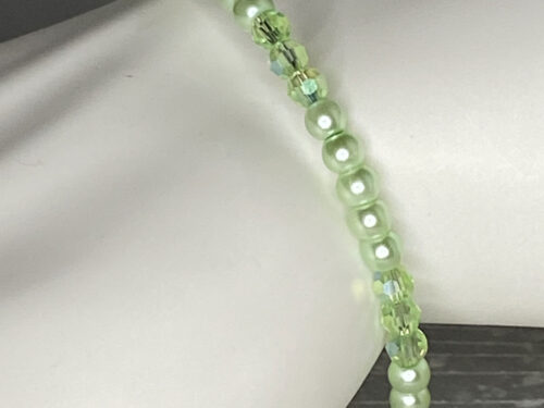 ND Memory wire green pearl layering bracelet M/L