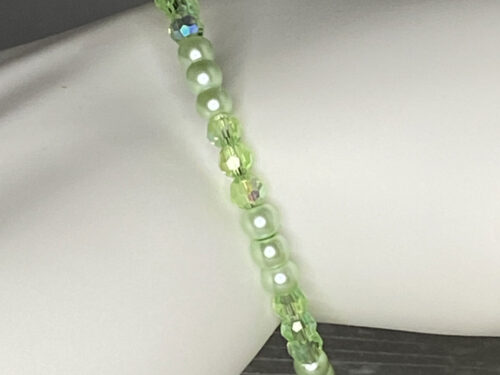 ND Memory wire Lt green pearl layering bracelet S/M