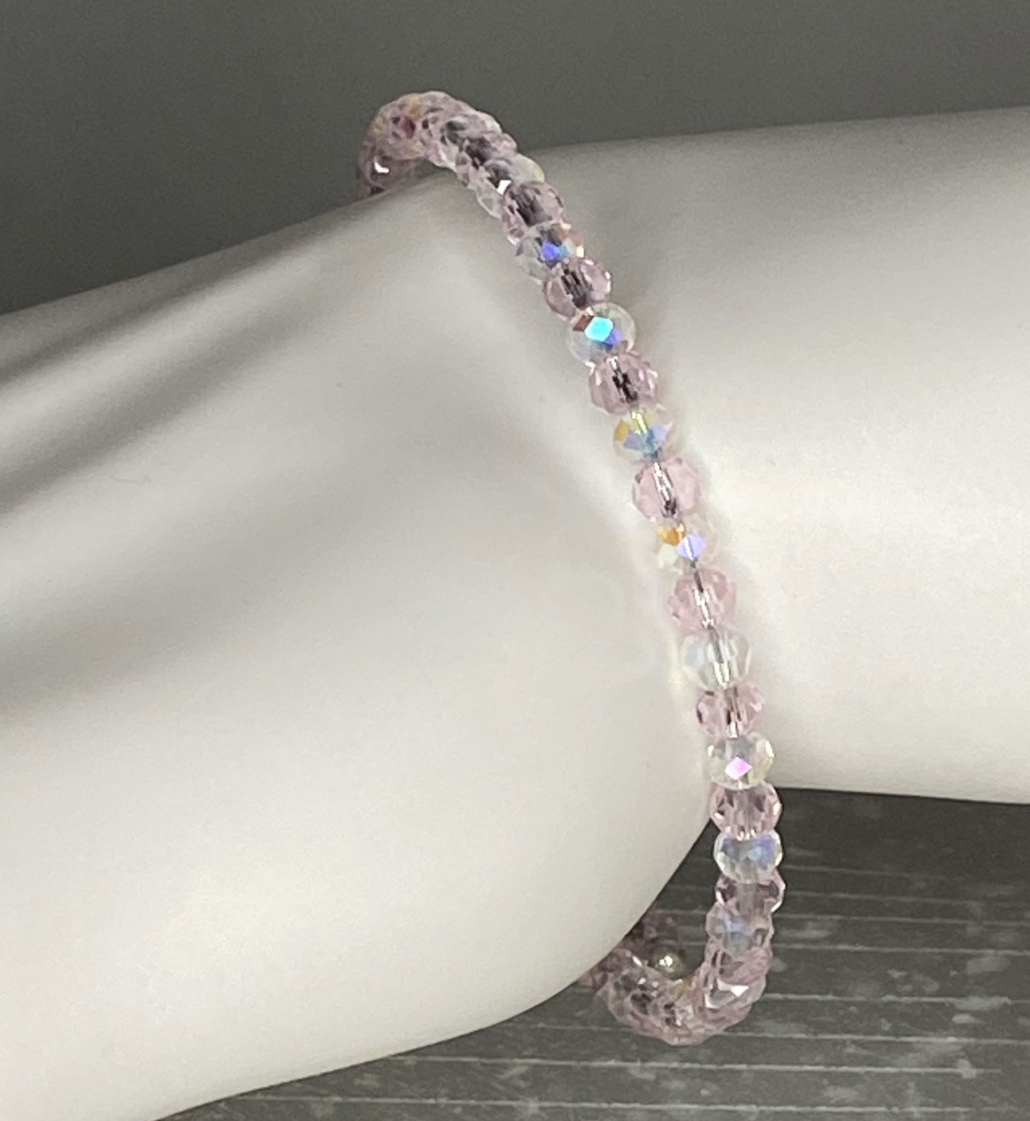 ND Memory wire pink beaded layering bracelet M/L