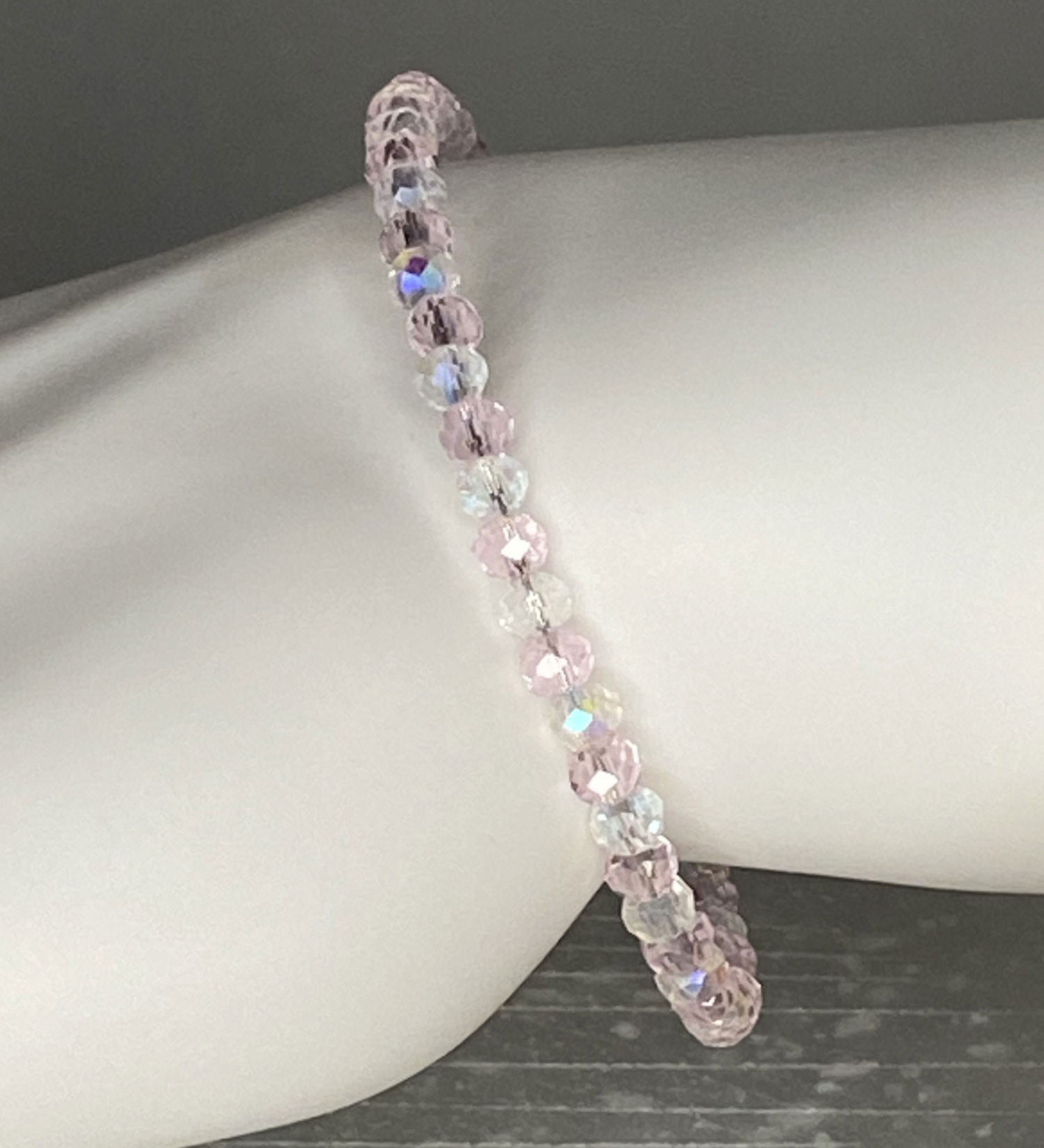 ND Memory wire pink beaded layering bracelet S/M