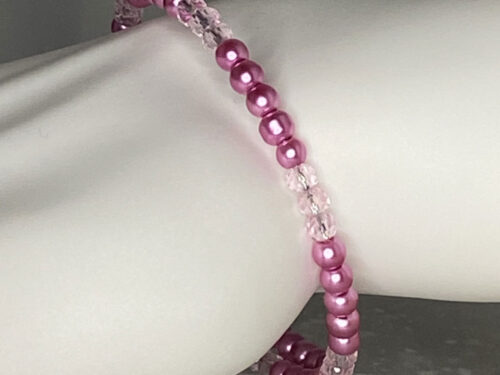 ND Memory wire pink pearl layering bracelet M/L