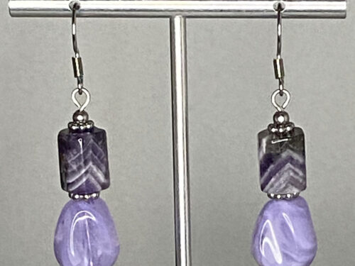 ND Upcycled purple amethyst healing earrings