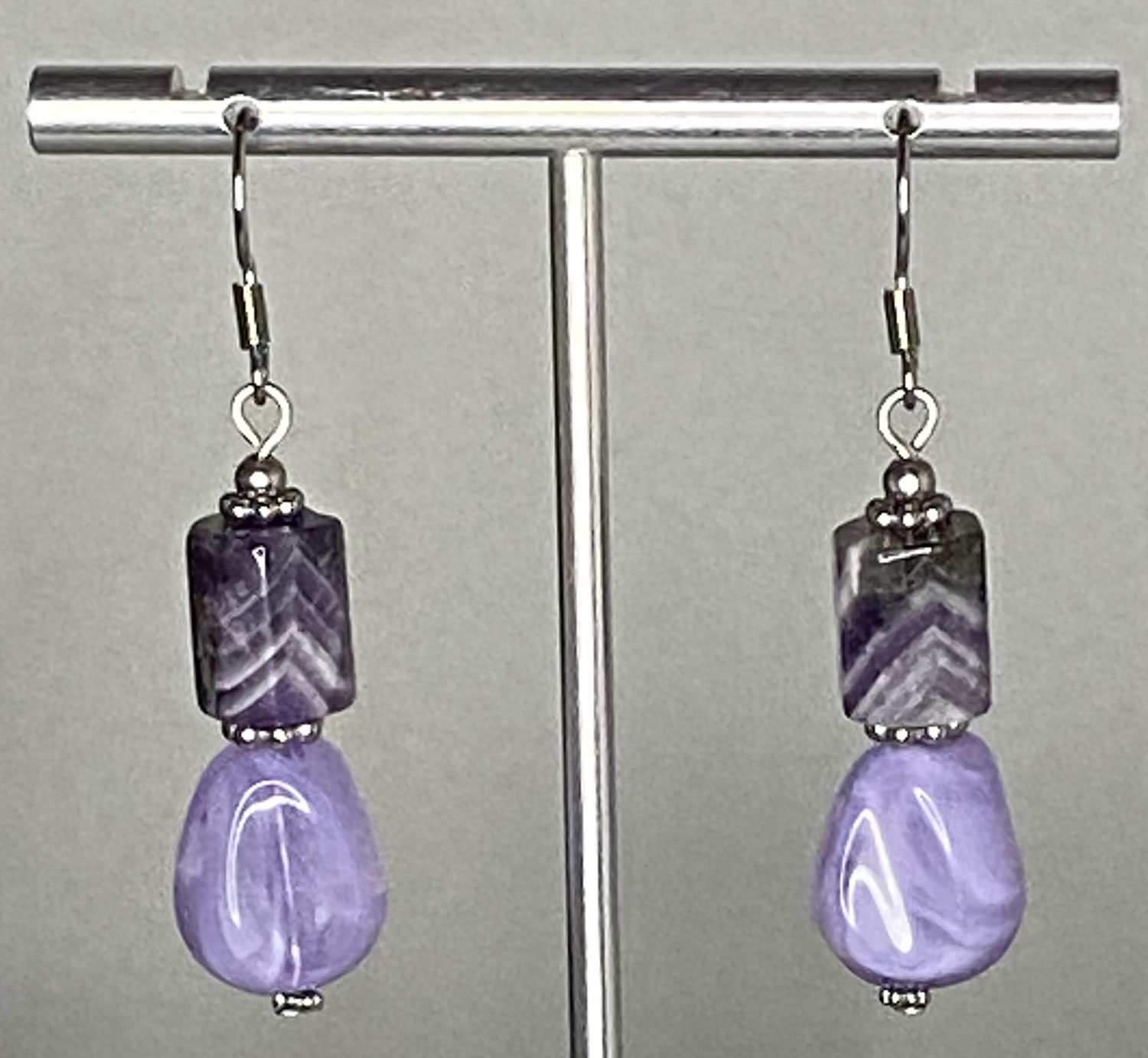 ND Upcycled purple amethyst healing earrings
