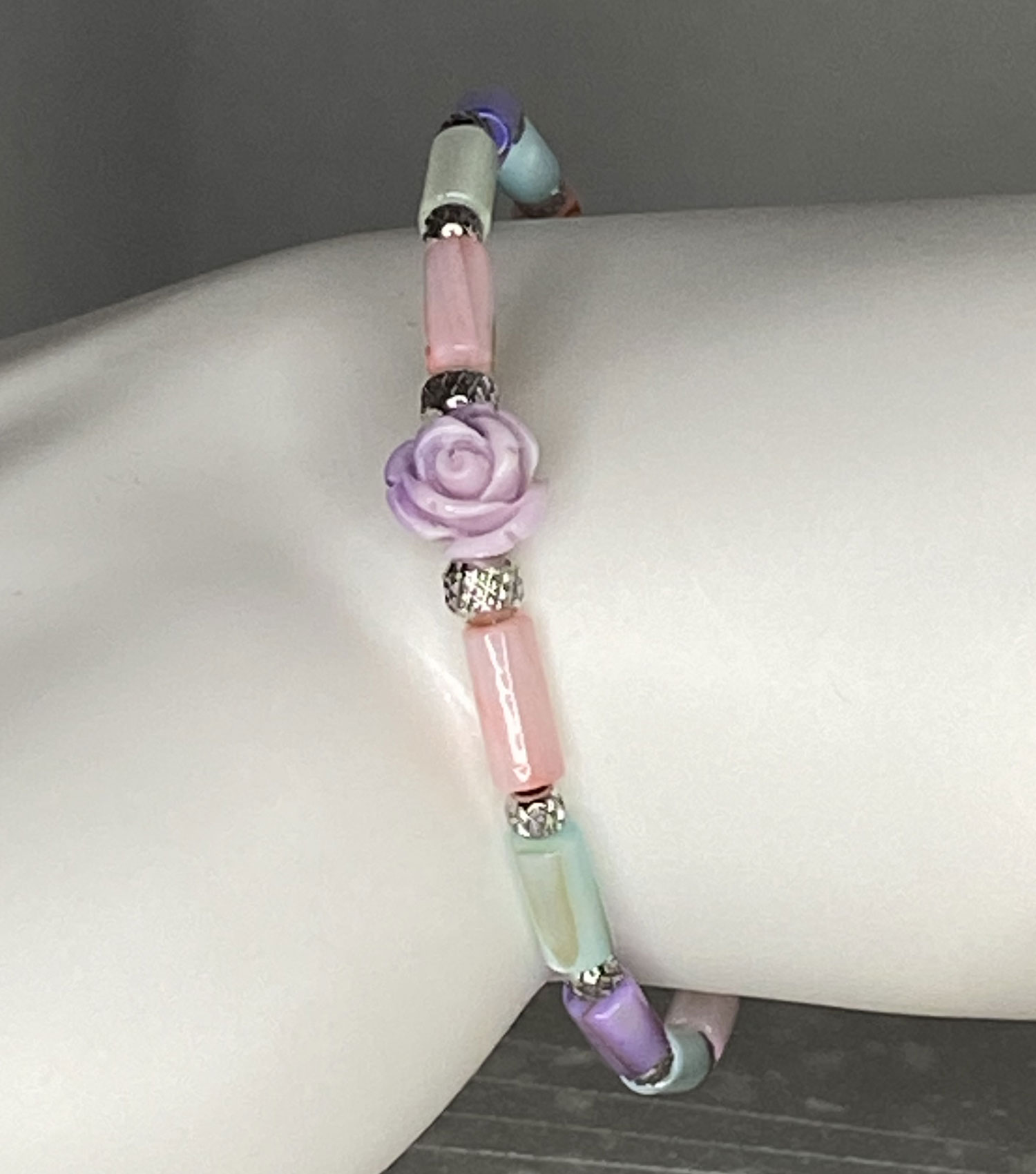 ND Upcycled memory wire MOP healing bracelet