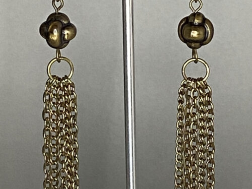 ND Upcycled brass chain tassel earrings
