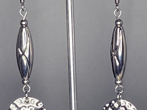 ND Upcycled hammered stainless steel drop earrings